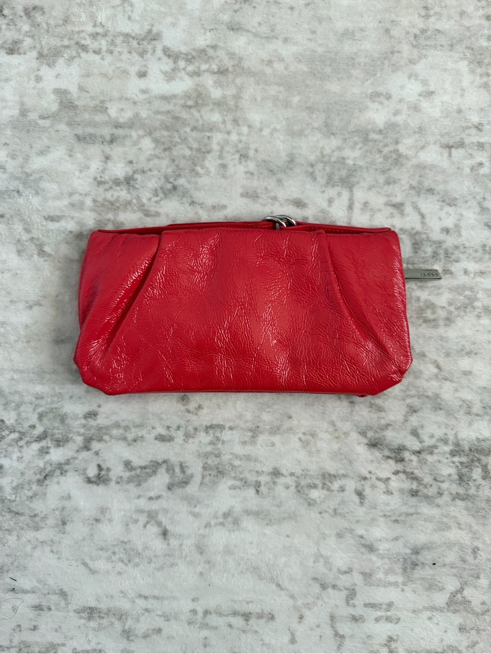 HOBO Red Leather Pleated Zip Clutch
